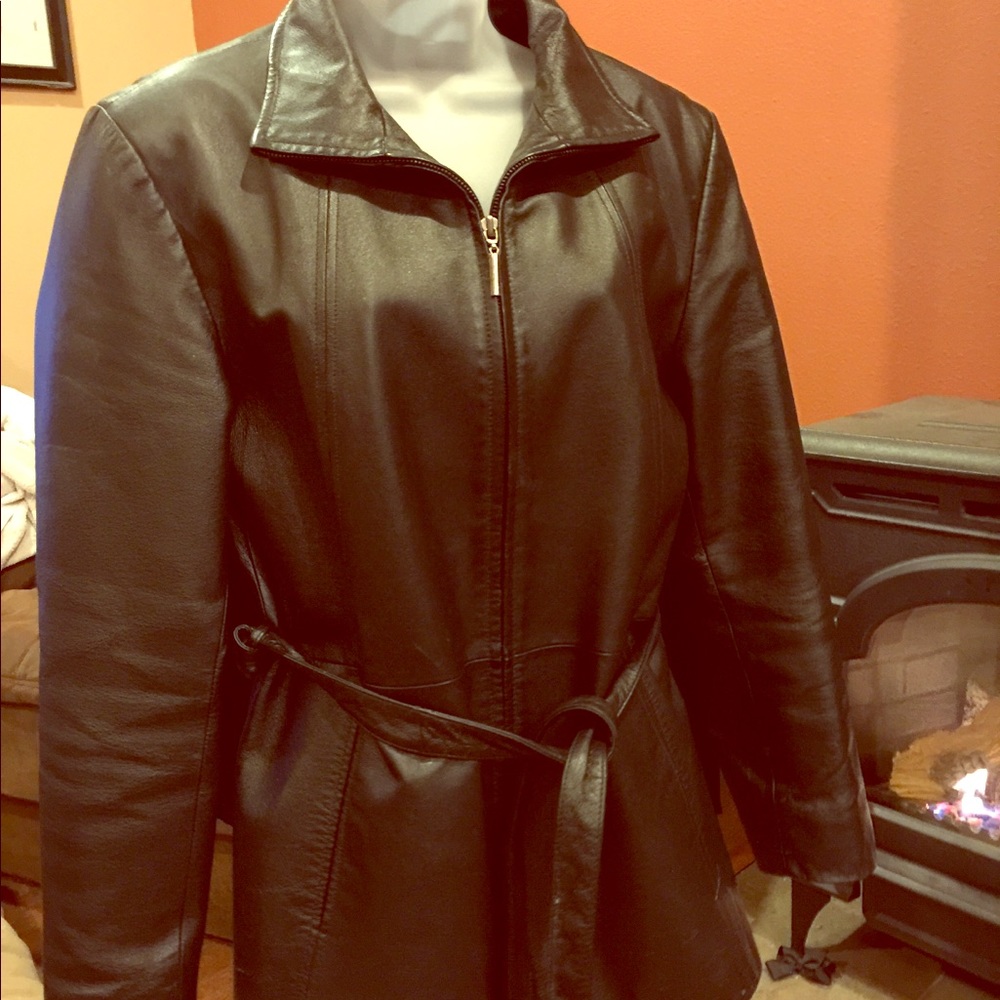 Worthington black leather coat